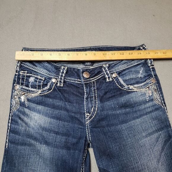 Silver Jeans, Suki Mid Slim Boot Womens bling / embroidery cropped bootcut - Picture 12 of 15